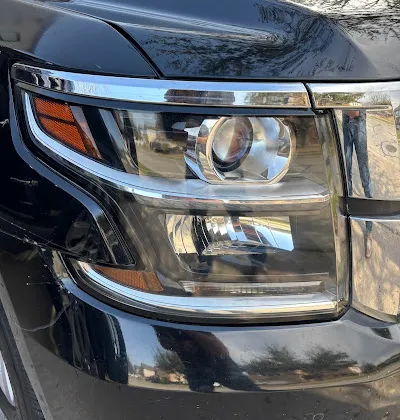 Clear, restored headlight after service