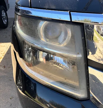 Oxidized, hazy headlight before restoration