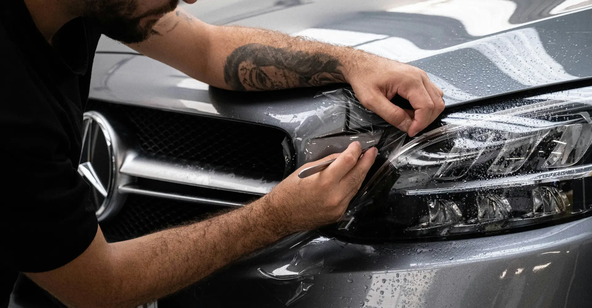 Paint protection film install in progress at Detail Now, Taylor, TX
