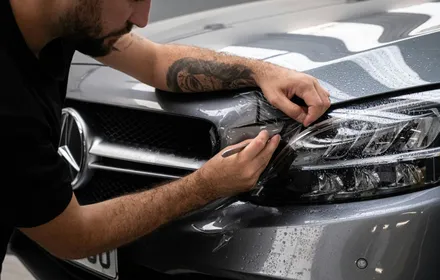 New vehicle receiving protective film and coating services at Detail Now