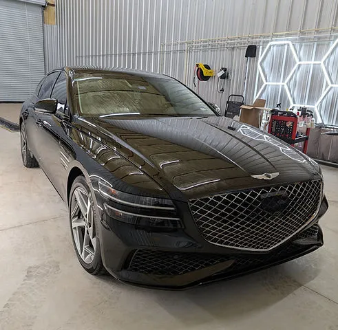 Water beading on a ceramic-coated hood